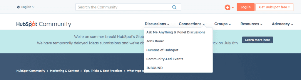 Hubspot navigation