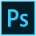 A blue and black Photoshop logo featuring a bold "Ps" in a square. It conveys a sense of creativity and digital design.